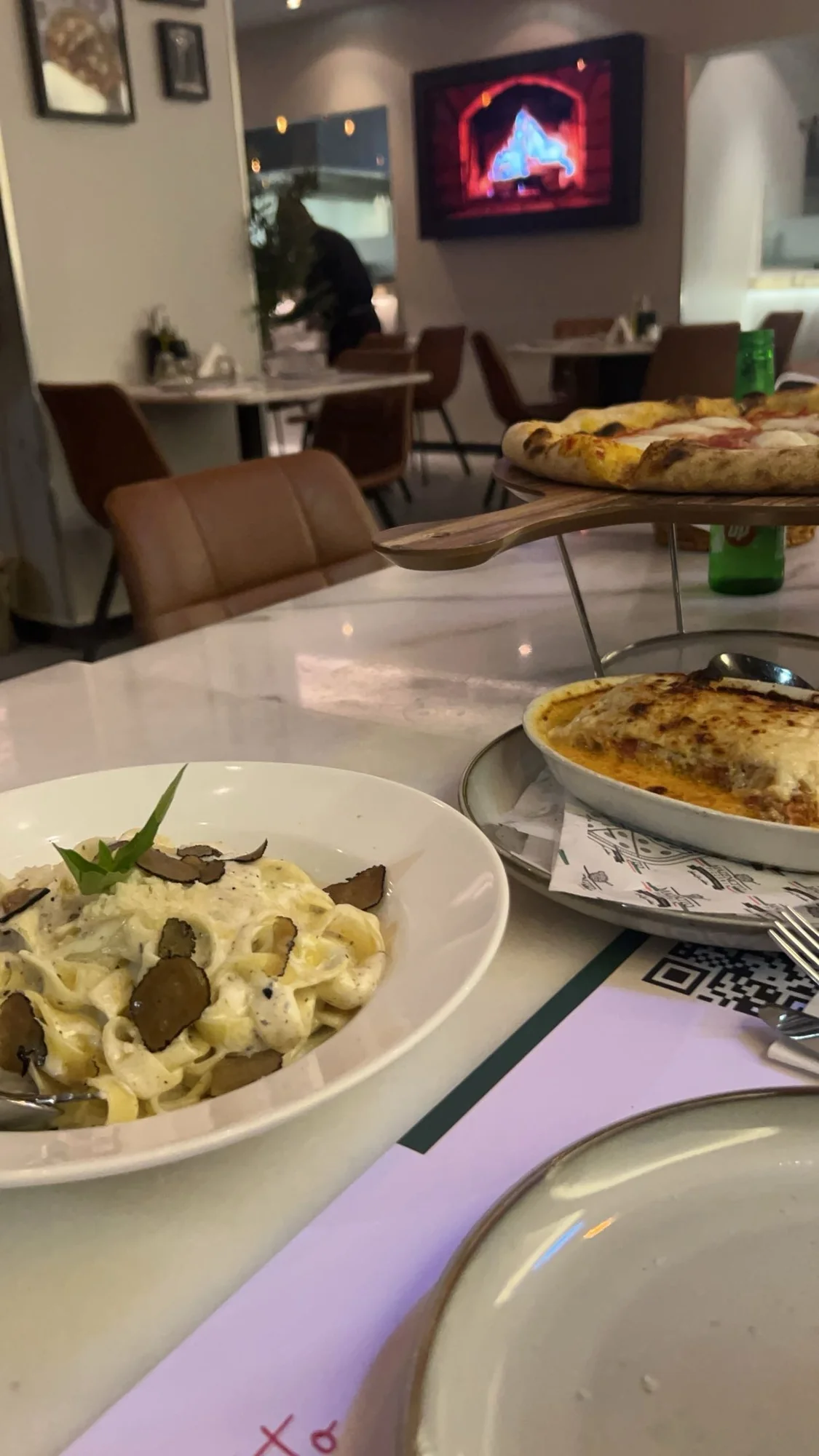A table shared with multiple dishes for a group